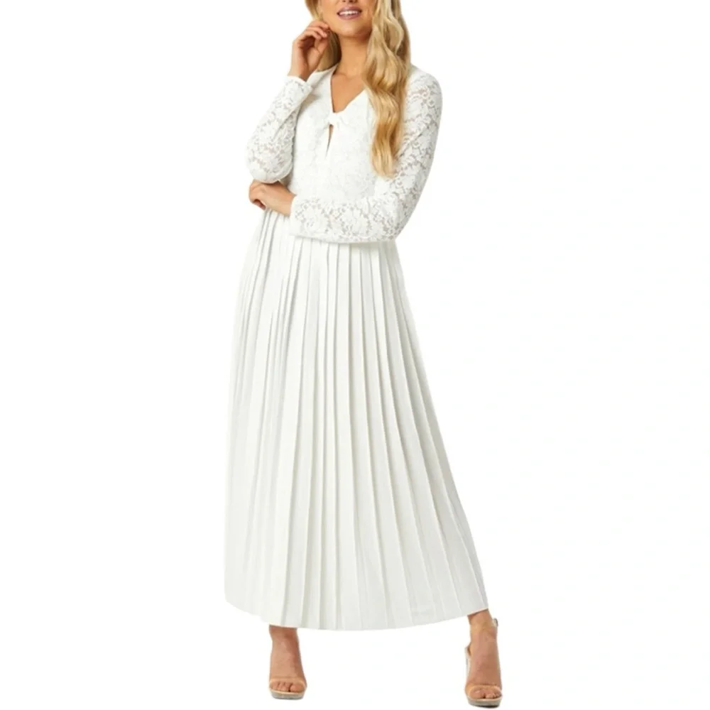 Little Mistress Lacing Down the Aisle Midaxi Dress size US 4 Long Sleeves Modest - Picture 1 of 16